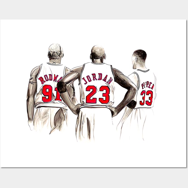 Rodman, MJ and Scottie Basketball Wall Art by EricaScarletta